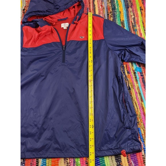 Vineyard Vines Mens M Lightweight Hooded Colorblock Windbreaker Jacket Navy Red - Picture 12 of 12